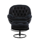 Poltrona d'accento in velluto con pouf