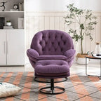 Poltrona d'accento in velluto con pouf