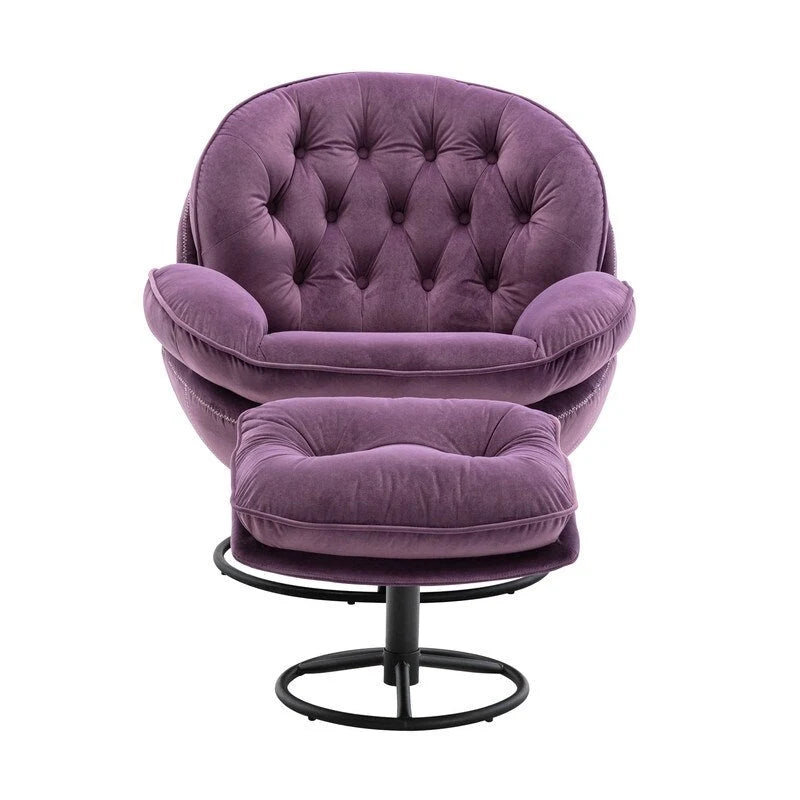 Poltrona d'accento in velluto con pouf