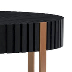 Tavolino da caffè rotondo a tamburo, 80 cm, piano in MDF con base a piedistallo in acciaio inossidabile