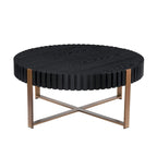 Tavolino da caffè rotondo a tamburo, 80 cm, piano in MDF con base a piedistallo in acciaio inossidabile