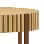 Tavolino da caffè rotondo a tamburo, 80 cm, piano in MDF con base a piedistallo in acciaio inossidabile
