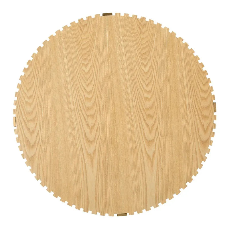 Tavolino da caffè rotondo a tamburo, 80 cm, piano in MDF con base a piedistallo in acciaio inossidabile