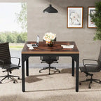 Tavolo da Ufficio Quadrato con Struttura in Metallo, 100 x 100 x 75 cm