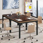 Tavolo da Ufficio Quadrato con Struttura in Metallo, 100 x 100 x 75 cm
