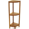 Scaffale angolare in teak per bagno - 3 o 4 ripiani, uso interno/esterno