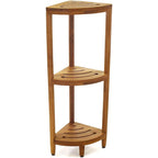 Scaffale angolare in teak per bagno - 3 o 4 ripiani, uso interno/esterno