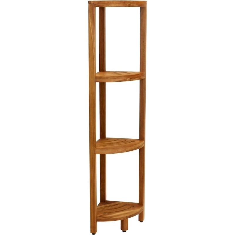 Scaffale angolare in teak per bagno - 3 o 4 ripiani, uso interno/esterno