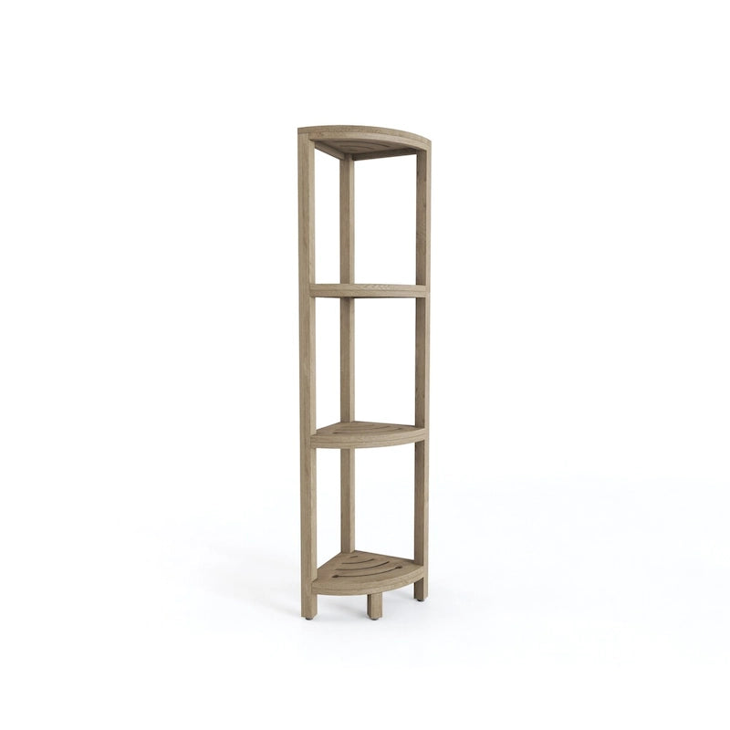 Scaffale angolare in teak per bagno - 3 o 4 ripiani, uso interno/esterno