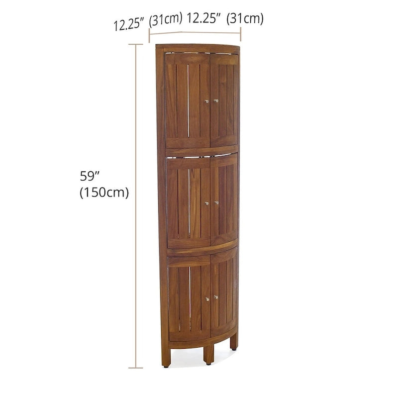 Scaffale angolare in teak per bagno - 3 o 4 ripiani, uso interno/esterno