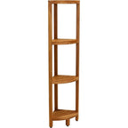 Scaffale angolare in teak per bagno - 3 o 4 ripiani, uso interno/esterno