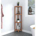 Scaffale angolare in teak per bagno - 3 o 4 ripiani, uso interno/esterno