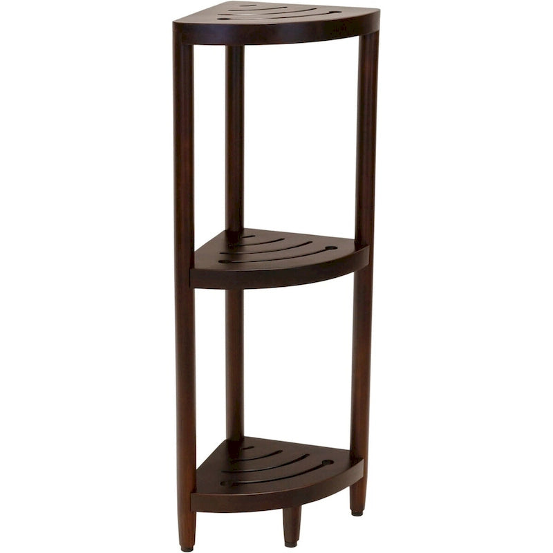 Scaffale angolare in teak per bagno - 3 o 4 ripiani, uso interno/esterno
