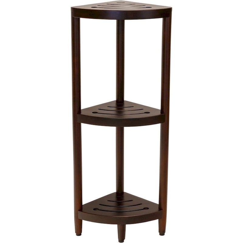 Scaffale angolare in teak per bagno - 3 o 4 ripiani, uso interno/esterno