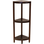 Scaffale angolare in teak per bagno - 3 o 4 ripiani, uso interno/esterno