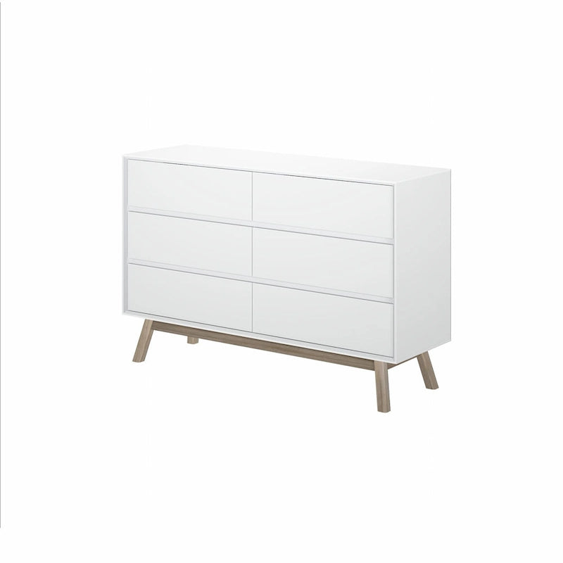 Comò a 6 cassetti in legno massiccio Mid-Century Modern