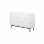 Comò a 6 cassetti in legno massiccio Mid-Century Modern