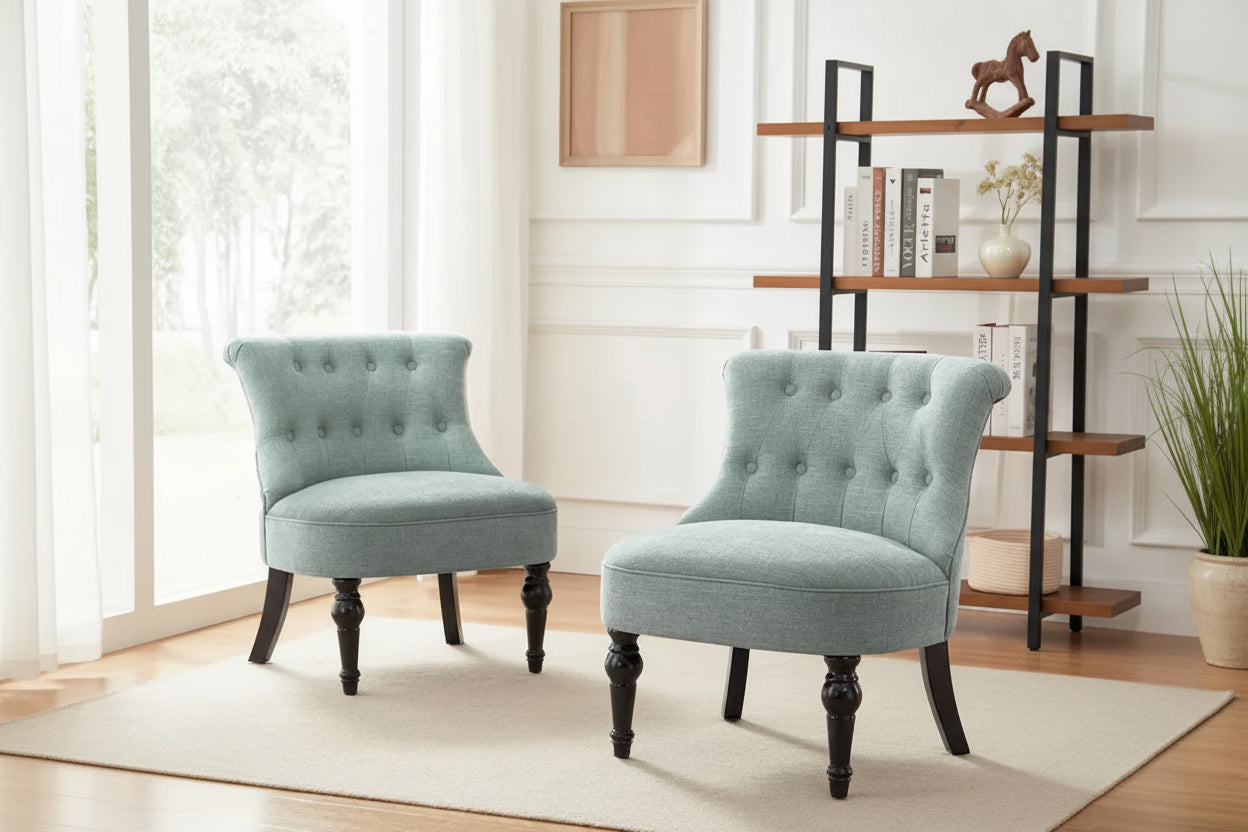 Tufted Upholstered Accent Chairs Set of 2